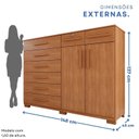 Ver imagem 4 de Cômoda para Quarto 2 Portas 8 Gavetas Esmeralda Expresso Móveis Marrom/Cinamomo