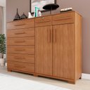 Ver imagem 1 de Cômoda para Quarto 2 Portas 8 Gavetas Esmeralda Expresso Móveis Marrom/Cinamomo