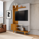 Ver imagem 1 de Estante para TV e Home Theater até 55 Polegadas 136CMX192,5cm Pés em Madeira Maciça Corumbaú Marrom