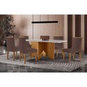 Ver imagem 1 de Conjunto: Mesa Sala Jantar Nevada Curvo 180cm + 6 Cadeiras Dakota Madeira Naturale/off White -