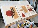 Ver imagem 2 de Kit com 3 lindo pequenos quadros decorativos minimalistas pintados a mão medindo 45x30cm cada quadro