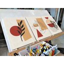 Ver imagem 2 de Kit com 3 lindo pequenos quadros decorativos minimalistas pintados a mão medindo 45x30cm cada quadro