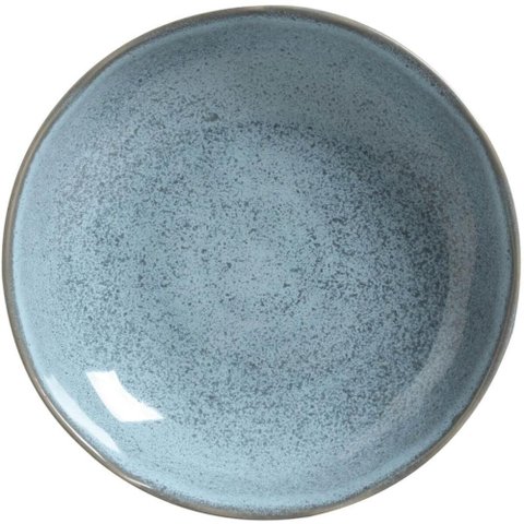 Jogo 12 Pratos Fundos 22,5cm Porto Brasil Cerâmica Stoneware 830ml Azul Orgânico Bio Brezze