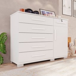 Cômoda para Quarto 1 Portas 6 Gavetas Jade Expresso Móveis - 1