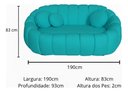 Ver imagem 5 de Namoradeira Concha Decorativa 190cm Sala Suede:azul-turquesa/liso