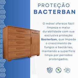 Cômoda para Quarto 1 Portas 6 Gavetas Jade Expresso Móveis - 4