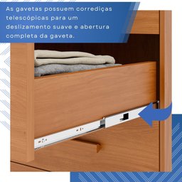 Cômoda para Quarto 1 Portas 6 Gavetas Jade Expresso Móveis - 8