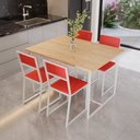 Ver imagem 1 de Conjunto Mesa de Jantar Retangular Pinus 4 Cadeiras Branca Riviera Industrial Don Castro Decor Rivie