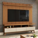 Ver imagem 2 de Rack com Painel para Tv até 72 Polegadas Ripado Urban 3 Gavetas Off White/freijó - Panorama Móveis