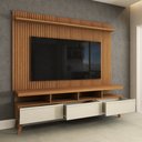 Ver imagem 4 de Rack com Painel para Tv até 72 Polegadas Ripado Urban 3 Gavetas Off White/freijó - Panorama Móveis