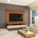 Ver imagem 1 de Rack com Painel para Tv até 72 Polegadas Ripado Urban 3 Gavetas Off White/freijó - Panorama Móveis