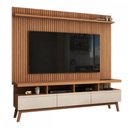Ver imagem 3 de Rack com Painel para Tv até 72 Polegadas Ripado Urban 3 Gavetas Off White/freijó - Panorama Móveis