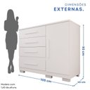 Ver imagem 4 de Cômoda para Quarto 1 Portas 4 Gavetas Pérola Expresso Móveis