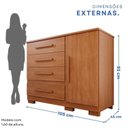 Ver imagem 4 de Cômoda para Quarto 1 Portas 4 Gavetas Pérola Expresso Móveis Marrom/Cinamomo