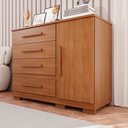 Ver imagem 1 de Cômoda para Quarto 1 Portas 4 Gavetas Pérola Expresso Móveis Marrom/Cinamomo