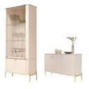 Ver imagem 1 de Conjunto Buffet e Cristaleira Mística Th Shop MDF Off White Dourado Bechara Móveis