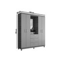 Ver imagem 2 de Guarda Roupa Casal 4 Portas e 3 Gavetas C/ 1 Espelho Clapton Freijo/off White - Caemmun