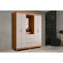 Ver imagem 1 de Guarda Roupa Casal 4 Portas e 3 Gavetas C/ 1 Espelho Clapton Freijo/off White - Caemmun