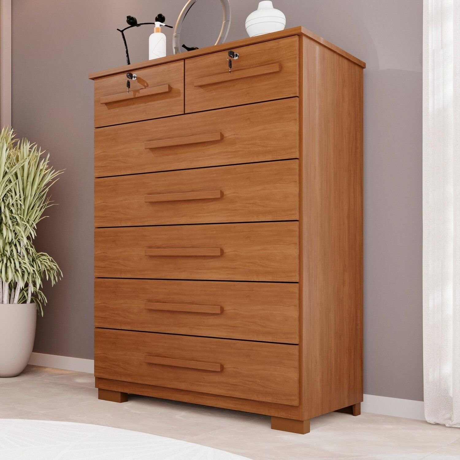 Cômoda para Quarto 7 Gavetas Topázio Expresso Móveis Marrom Cômoda para Quarto 7 Gavetas Topázio Expresso Móveis Marrom