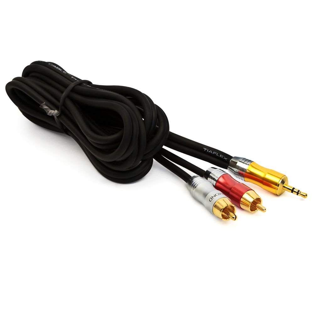 Cabo P2 Estereo para 2 Rca Profissional - 20 Metros - 1