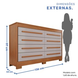 Cômoda para Quarto 8 Gavetas Diamante Espresso Móveis - 4