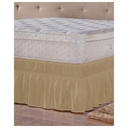 Saia Box Ajustável Serve em Cama Casal Queen e King Babado com 2 Elásticos 1 Peça:avelã Bege - 2
