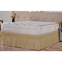 Saia Box Ajustável Serve em Cama Casal Queen e King Babado com 2 Elásticos 1 Peça:avelã Bege - 3
