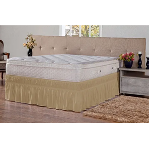 Saia Box Ajustável Serve em Cama Casal Queen e King Babado com 2 Elásticos 1 Peça:avelã Bege