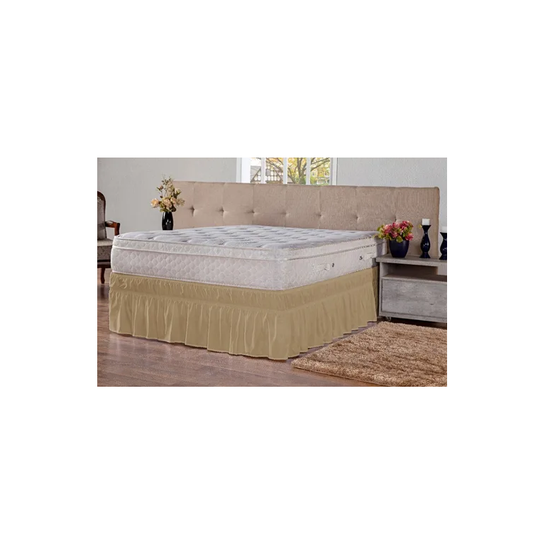 Saia Box Ajustável Serve em Cama Casal Queen e King Babado com 2 Elásticos 1 Peça:avelã Bege Saia Box Ajustável Serve em Cama Casal Queen e King Babado com 2 Elásticos 1 Peça:avelã Bege