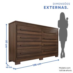 Cômoda para Quarto 8 Gavetas Diamante Expresso Móveis - 4