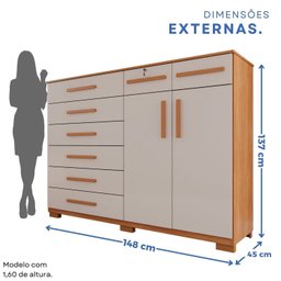 Cômoda para Quarto 2 Portas 8 Gavetas Esmeralda Expresso Móveis - 4