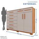 Ver imagem 4 de Cômoda para Quarto 2 Portas 8 Gavetas Esmeralda Expresso Móveis Marrom/Cinamomo/Off White