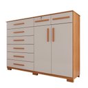 Ver imagem 3 de Cômoda para Quarto 2 Portas 8 Gavetas Esmeralda Expresso Móveis Marrom/Cinamomo/Off White