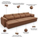 Ver imagem 4 de Sofá Retrátil para Sala de Estar 5 Lugares 379cm Riza S03 Couro Soft Mel - Lyam Decor