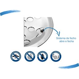 Ralo Redondo em Inox Abre e Fecha 10cm 10x10 Tampa Banheiro Del Metais - 3