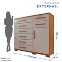 Ver imagem 4 de Cômoda para Quarto 1 Portas 8 Gavetas Ônix Expresso Móveis Marrom/Cinamomo/Off White