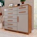 Ver imagem 1 de Cômoda para Quarto 1 Portas 8 Gavetas Ônix Expresso Móveis Marrom/Cinamomo/Off White