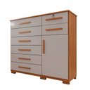 Ver imagem 3 de Cômoda para Quarto 1 Portas 8 Gavetas Ônix Expresso Móveis Marrom/Cinamomo/Off White