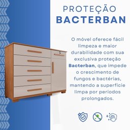 Cômoda para Quarto 1 Portas 6 Gavetas Jade Expresso Móveis - 4