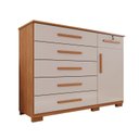 Ver imagem 2 de Cômoda para Quarto 1 Portas 6 Gavetas Jade Expresso Móveis Marrom/Cinamomo/Off White