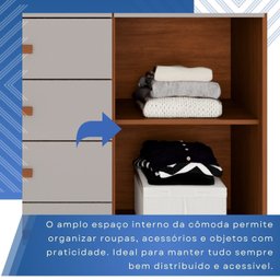 Cômoda para Quarto 1 Portas 6 Gavetas Jade Expresso Móveis - 6
