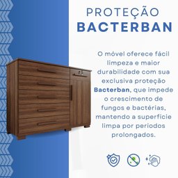 Cômoda para Quarto 1 Portas 6 Gavetas Jade Expresso Móveis - 4