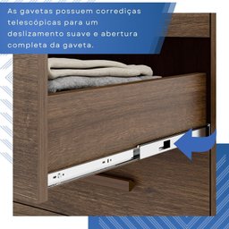 Cômoda para Quarto 1 Portas 6 Gavetas Jade Expresso Móveis - 8