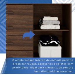 Cômoda para Quarto 1 Portas 6 Gavetas Jade Expresso Móveis - 6