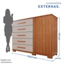 Ver imagem 4 de Cômoda para Quarto 1 Portas 5 Gavetas Jaspe Expresso Móveis Marrom/Cinamomo/Off White