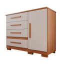 Ver imagem 3 de Cômoda para Quarto 1 Portas 4 Gavetas Pérola Expresso Móveis Marrom/Cinamomo/Off White