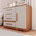 Ver imagem 1 de Cômoda para Quarto 1 Portas 4 Gavetas Pérola Expresso Móveis Marrom/Cinamomo/Off White