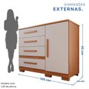 Ver imagem 4 de Cômoda para Quarto 1 Portas 4 Gavetas Pérola Expresso Móveis Marrom/Cinamomo/Off White