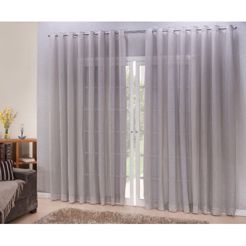 Cortina linho tecido 3,00x2,30 Para Trilho Suíço:Cinza