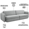 Sofá Retrátil Reclinável para Sala Living 3 Lugares Jacob 254cm T03 Linho Cinza Urano - Lyam - 7